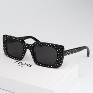 NEW Celine CL4213IS 01A ANIMATION XMAS Black Grey Rectangle Women Sunglasses